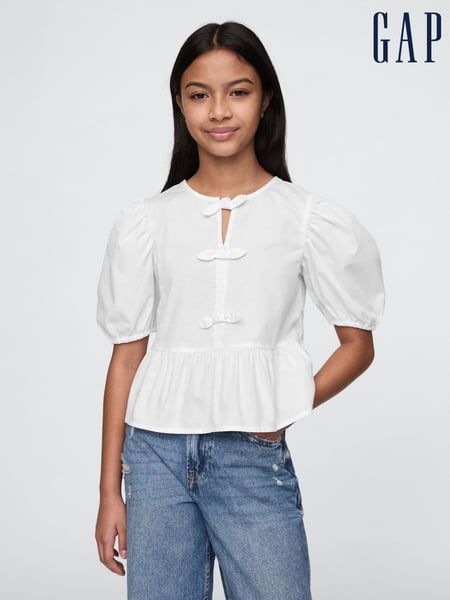 Gap White Puff-Sleeve Peplum Bow Top (4-13yrs) (F26734) | € 31