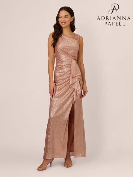 Adrianna Papell Pink Metallic Foil Long Dress (F27783) | € 310