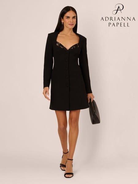 Adrianna by Adrianna Papell Knit Crepe Blazer Black Dress (F27787) | € 388