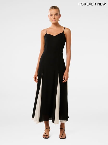 Forever New Black Dahlia Contrast Godet Maxi Dress (F29673) | € 234