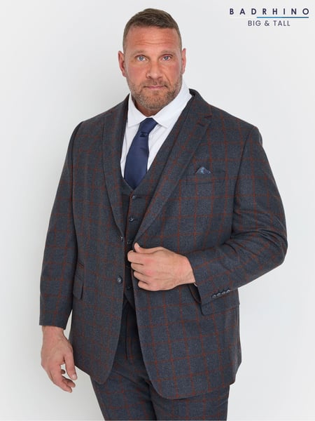 BadRhino Big & Tall Blue Checked Suit Jacket (F29684) | € 187