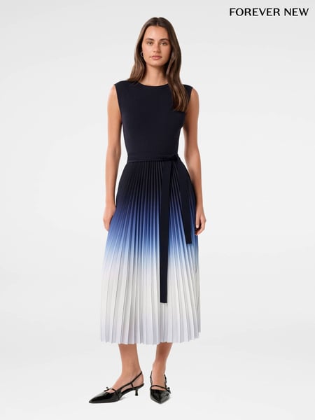 Forever New Blue Ombre Pleated Midi Dress (F29686) | € 187