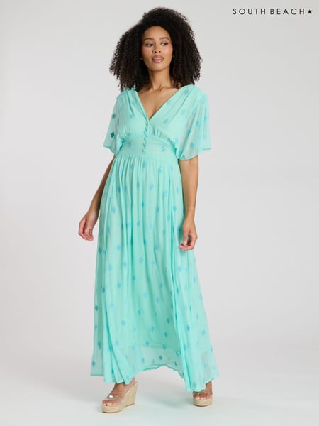 South Beach Green Sequin Detail Button Midi Dress (F30044) | € 78