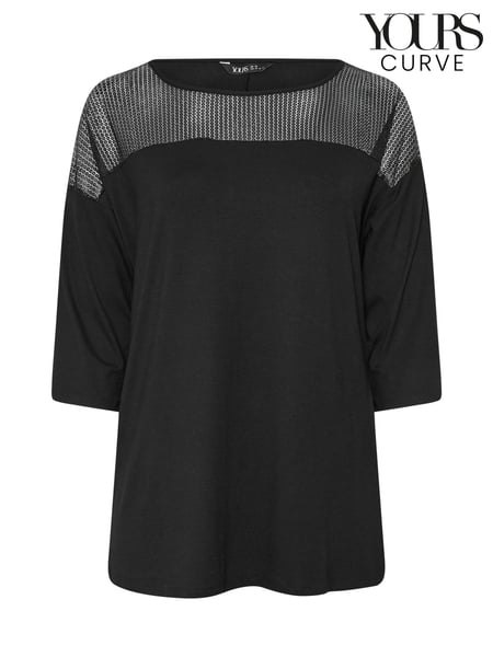 Yours Curve Black Mesh Yoke Top (F30411) | € 45