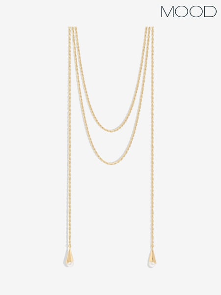 Mood Gold Tone Pearl Multirow Rope Necklace (F30795) | € 31