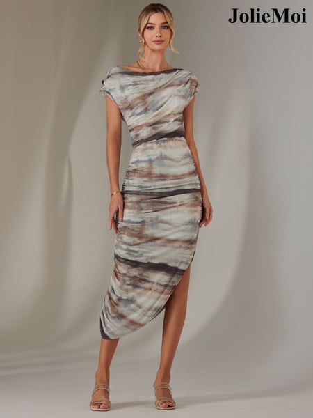 Jolie Moi Blue Lois Off Shoulder Bodycon Dress (F31378) | € 123