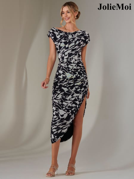 Jolie Moi Black Lois Off Shoulder Bodycon Dress (F31383) | € 123