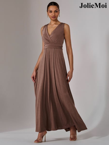 Jolie Moi Natural Ella Wrap Bodice Jersey Dress (F31384) | € 133