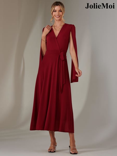 Jolie Moi Red Amira Cape Maxi Dress (F31387) | € 139