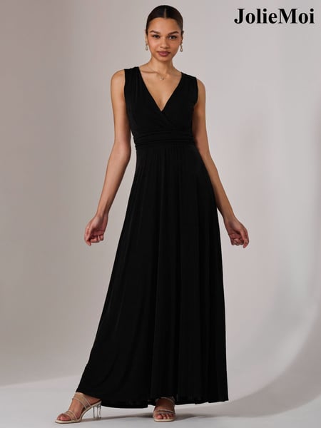 Jolie Moi Black Ella Wrap Bodice Jersey Dress (F31389) | € 133