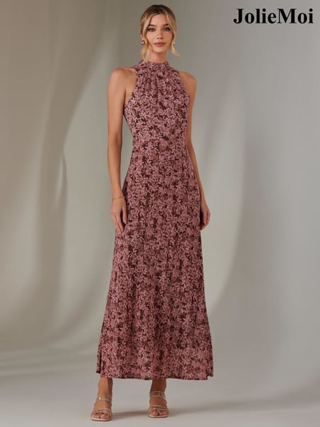 Jolie Moi Red Chiffon Maxi Dress (F31521) | € 119