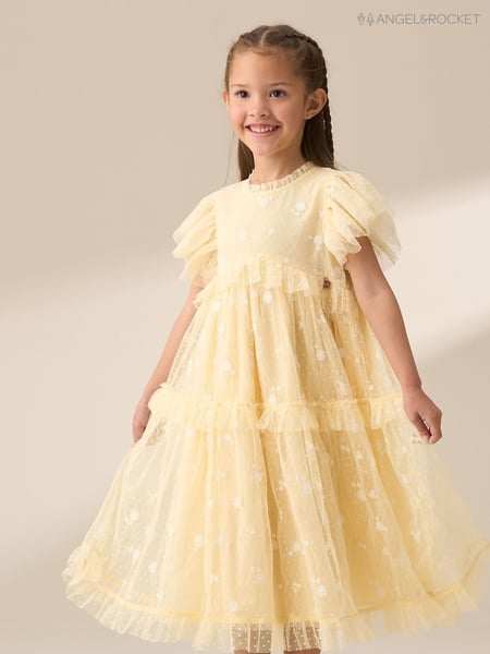 Angel & Rocket Yellow Luisa Sunshine Embroidered Mesh Dress (F32312) | € 59 - € 70