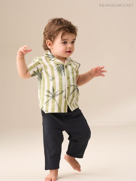 Angel & Rocket Blue Luca 100% Cotton Textured Trousers (F32320) | € 34 - € 37