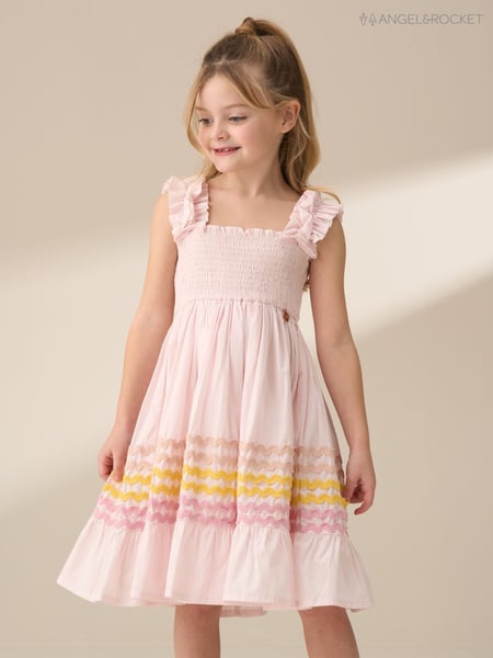 Angel & Rocket Pink Bella Ric Rac Midi 100% Cotton Dress (F32357) | € 47 - € 58