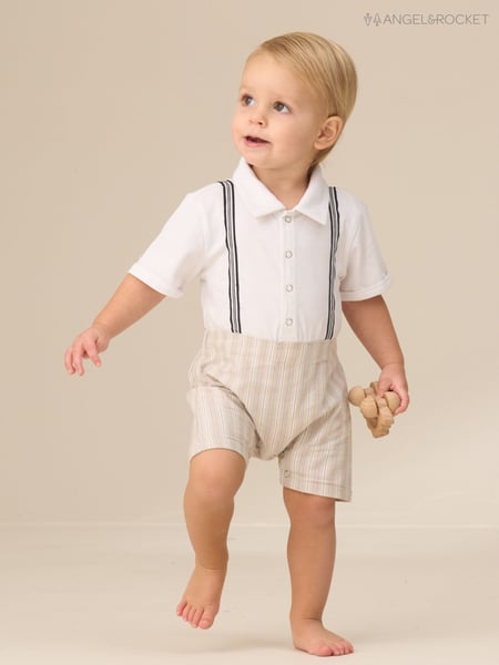Angel & Rocket Grey Will Mr Smart 100% Cotton Jersey Romper (F32382) | € 37