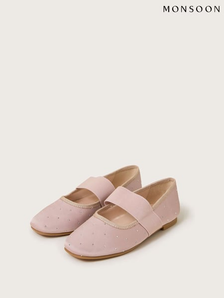Monsoon Pink Diamante Elastic Ballet Flats (F32921) | € 41 - € 47