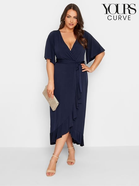 Yours Curve Blue London Ruffle Wrap Dress (F33541) | € 78