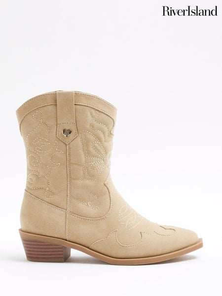 River Island Beige Girls Suede Western Boots (F34236) | € 50