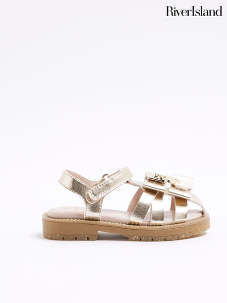 River Island Gold Girls Bow Fisherman Sandals (F34249) | € 33