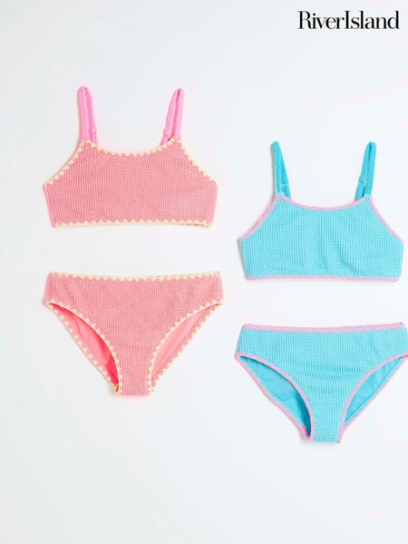 River Island Natural Girls Crinkle Textured Bikinis 2 Pack (F34267) | € 41