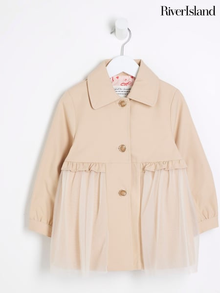 River Island Beige Girls Tulle Trench Coat (F34278) | € 47