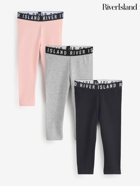 River Island Pink Girls Waistband Leggings 3 Pack (F34284) | € 28