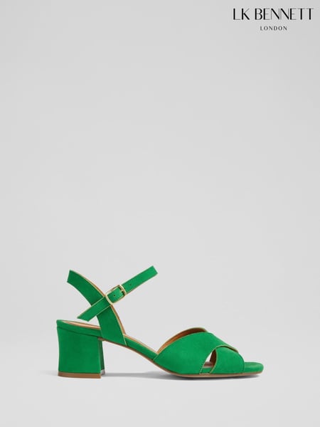LK Bennett Green Alba Mint Leaf Kid Suede Cross Front Sandals (F34699) | € 357