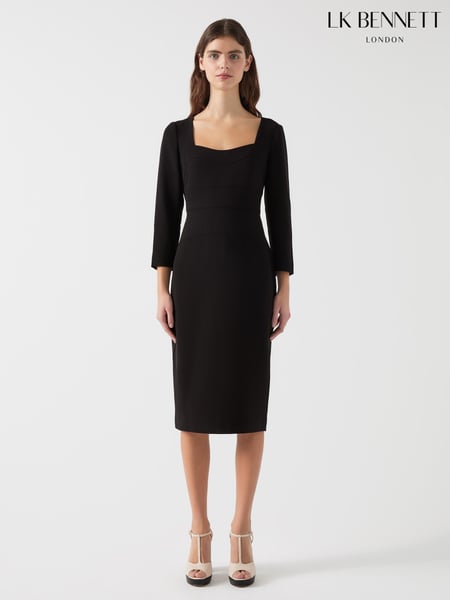LK Bennett Black Altyn Crepe Shaped Seam Fitted Crepe Dress (F34704) | € 466