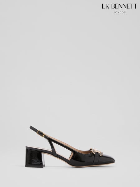 LK Bennett Black Cicely Patent Resin Buckle Slingbacks (F34729) | € 466