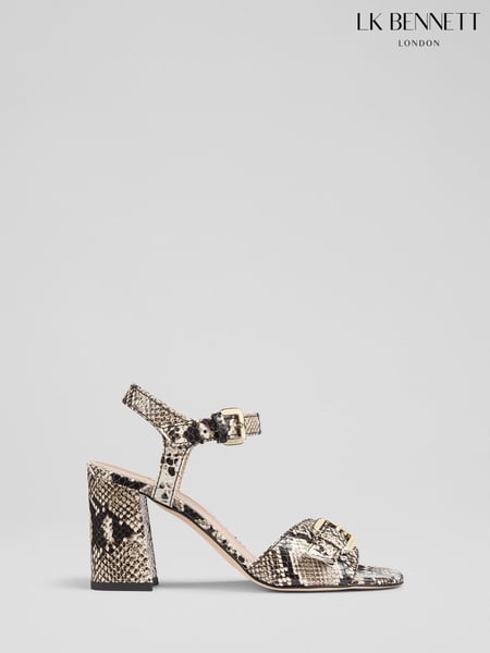 LK Bennett Natural Reeva Snake Effect Oloid Buckle Sandals (F34736) | € 466