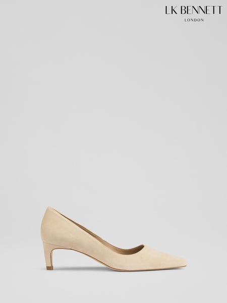 LK Bennett Natural Ava Trench Suede Pointed Kitten Heel Courts (F35089) | € 310