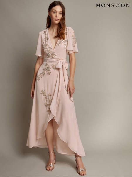 Monsoon Pink Sarah Embellished Wrap Dress (F35104) | € 234