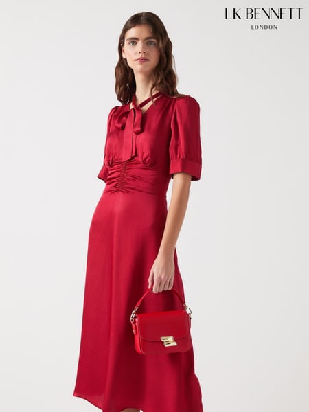 LK Bennett Red Hetty Rio Viscose Hammered Satin Dress (F35500) | € 466