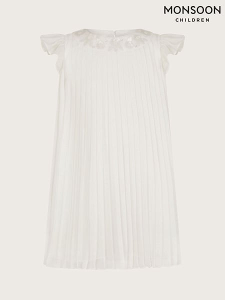 Monsoon White Baby Nellie Pleated Chiffon Dress (F35812) | € 44 - € 47