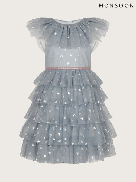 Monsoon Blue Frilly Butterfly Tulle Tiered Dress (F35840) | € 30 - € 36