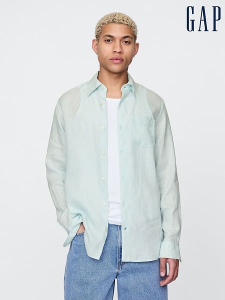 Gap Green 100% Linen Long Sleeve Classic Shirt (F35989) | € 109
