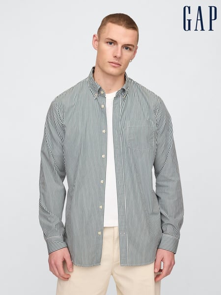 Gap Green Stripe Long Sleeve Poplin Classic Shirt (F36033) | € 62