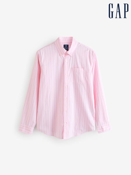 Gap Pink Stripe Long Sleeve Poplin Classic Shirt (F36515) | € 62