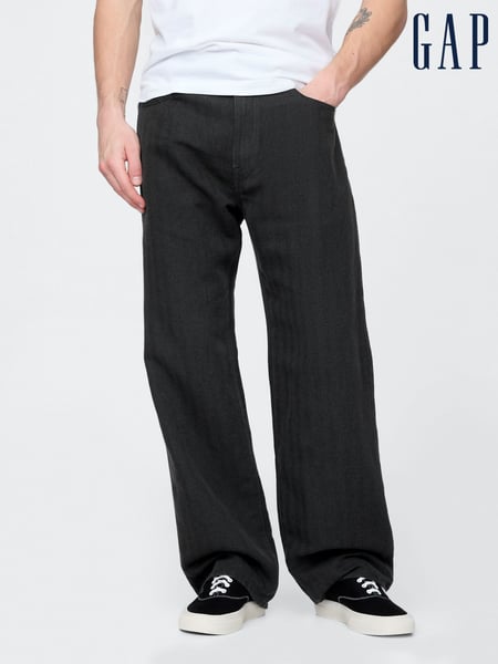 Gap Black Linen-Cotton 90s Loose Herringbone Trousers (F36558) | € 78