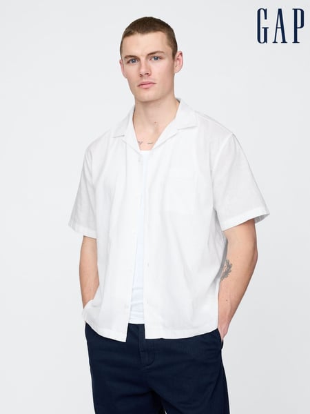 Gap White Linen-Cotton Short Sleeve Shirt (F36576) | € 70