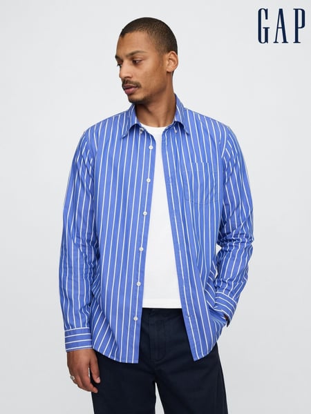 Gap Blue Stripe Long Sleeve Poplin Classic Shirt (F36614) | € 62