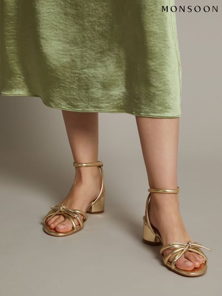 Monsoon Gold Wynn Metallic Strappy Heeled Sandals (F36655) | € 101