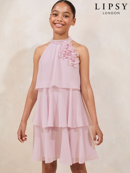 Lipsy Lilac Purple Mini Corsage Occasion Dress (5-16yrs) (F38936) | € 61 - € 73