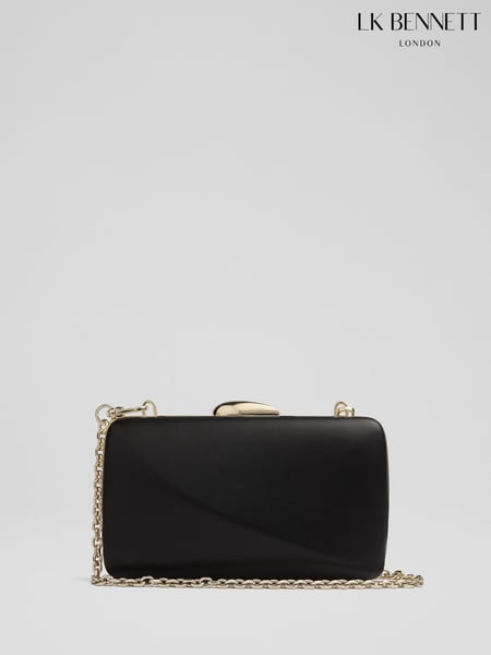 LK Bennett Black Charlotte Nappa Leather Oloid Box Clutch Bag (F40469) | € 310