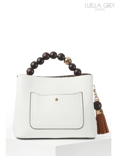 Luella Grey Demi Beaded Handle Cross-Body Tote White Bag (F40494) | € 172