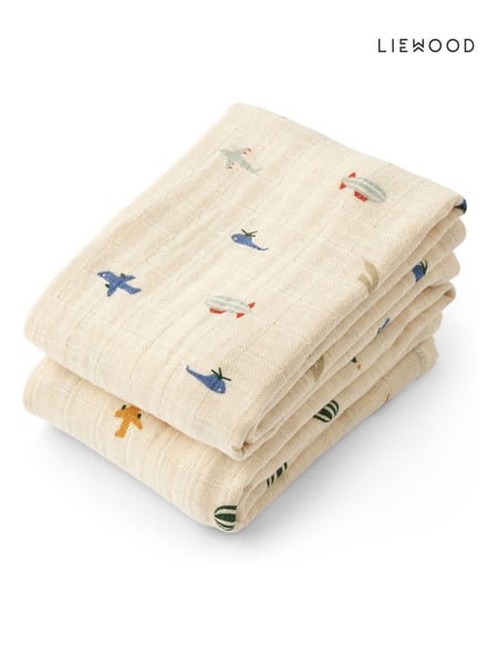 Liewood Blue Lewis 100% Cotton Muslins Cloths 2 Pack (F40914) | € 28