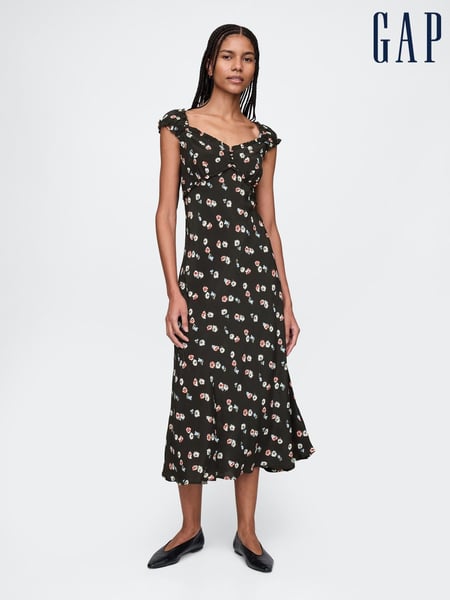 Gap Black Sweetheart Neck Floral Midi Dress (F41765) | € 133