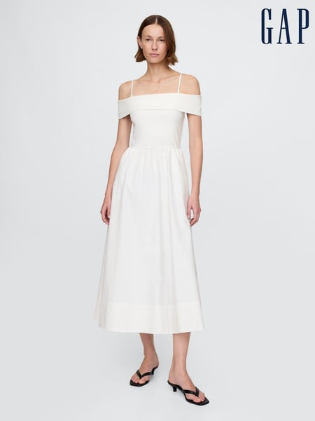 Gap White Off-Shoulder Bardot Midi Dress (F42023) | € 125
