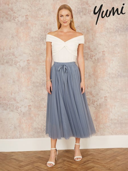 Yumi Light Blue Mesh Tulle Skirt (F42412) | € 94