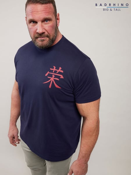 BadRhino Big & Tall Navy Front And Back Printed 100% Cotton T-Shirt (F42507) | € 34
